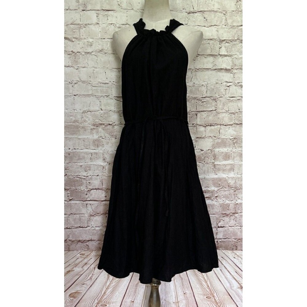 Banana Republic Dress Sleeveless Fit & Flare Black Linen Blend